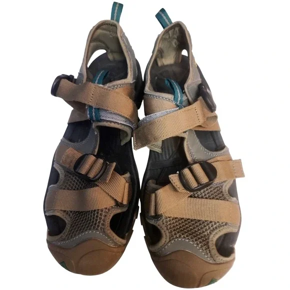 Mens‎ Hiking Sandals Brn/Grn Closed Toe Water Shoes Sport Trail Lug Sole Humtto