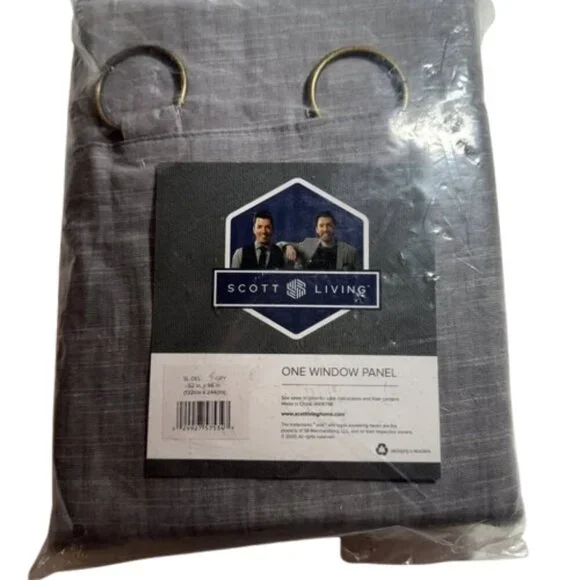 Scott Living 1 Window Panel Curtain Drape Grey 52