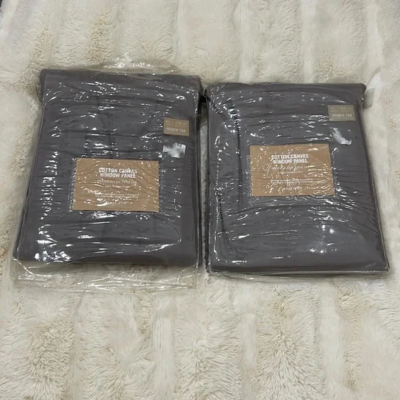 West Elm Cotton Canvas Curtain Panels Set of ( 2 ) 48x108 in Gray