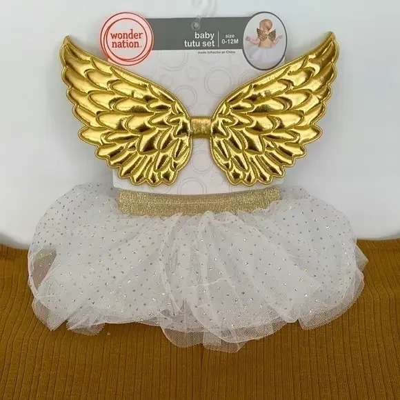 Baby’s Angel Tutu Skirt And Wings‎ Birthday Outfit Halloween Costume Photoshoot