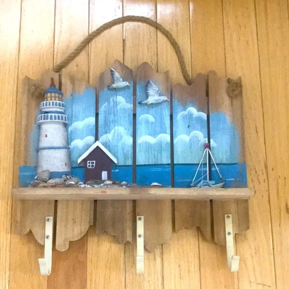 Nautical Lighthouse wall hanger and shelf for keys