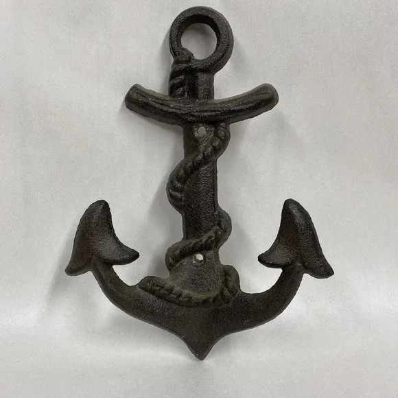 Nautical Cast Iron Anchor Wall Hook Plaque Home Decor