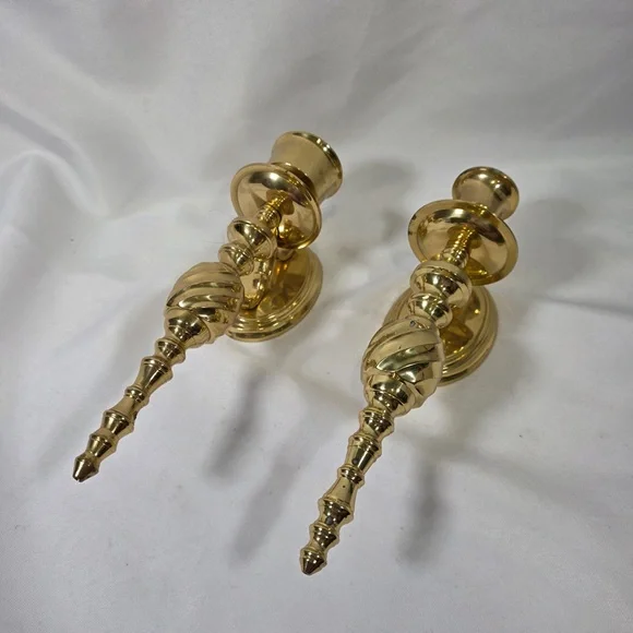 Brass Decorative Wall Sconces Pair - Polished Gold Finish