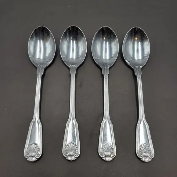Towle London Shell Teaspoon JAPAN Stainless Flatware Set Of 4 Supreme Cutlery