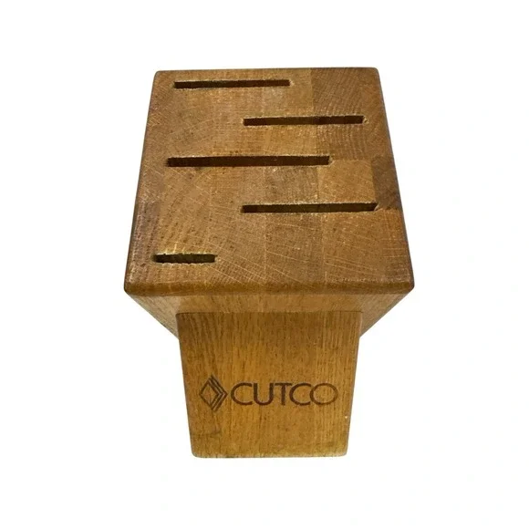 Cutco Gourmet Solid Wood Honey Oak 5 Slot Knife‎ Block 1749 Storage Holder Only
