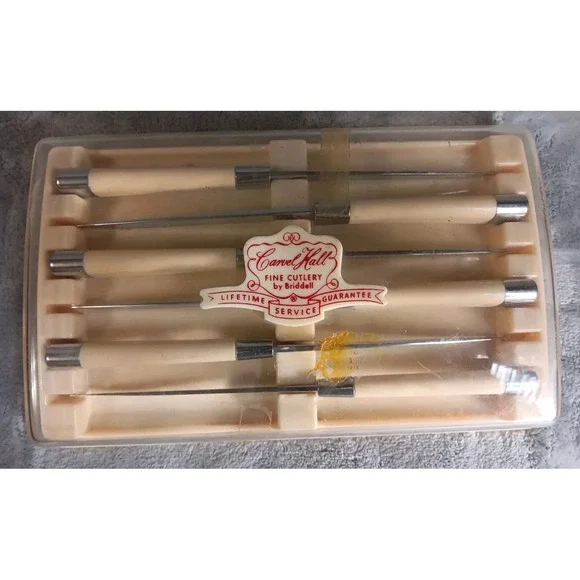 Vintage‎ Steak Knives Carvel Hall By Briddell Set of 6 With Original Case