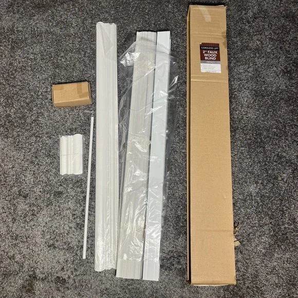 2 Inch Faux Wood Snow White Cordless‎ Blinds 36 x 36