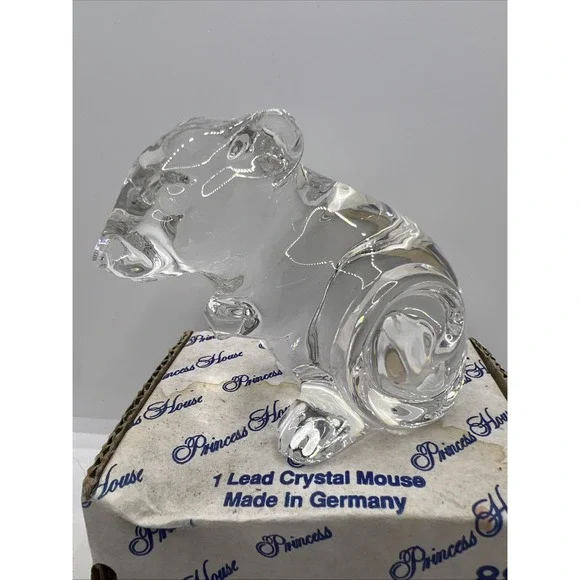 Vintage Princess House PETS‎ 24% Lead Crystal Mouse Figurine Paperweight Germany