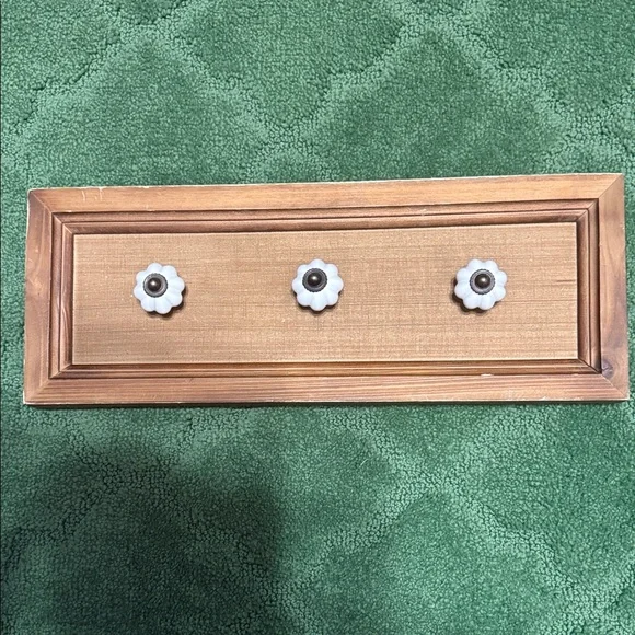 Wooden Wall Hook with ceramic “antique” knobs