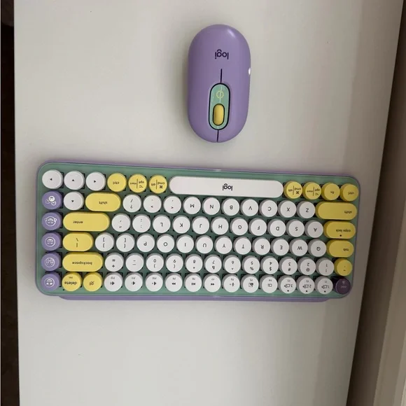 Logitech Purple and Yellow Wireless Set