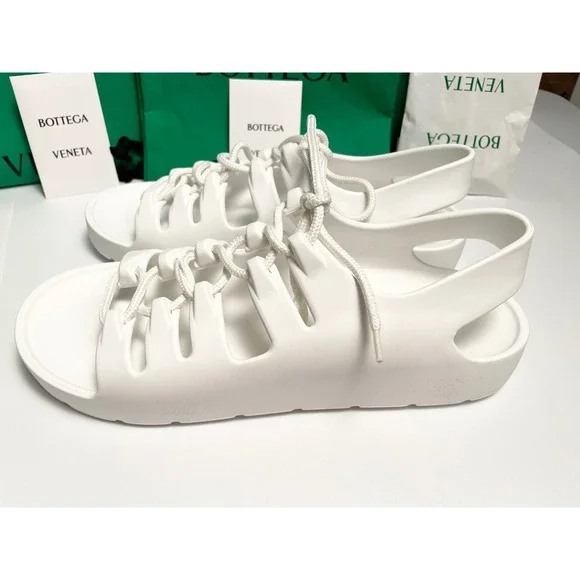 Bottega Veneta Men's 667220 White Lace-up open sandals shoe, sz 41