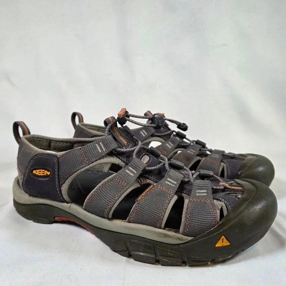 KEEN Newport H2 Mens 13 Sandals Grey Orange Waterproof Hiking Shoes Rugged Trail