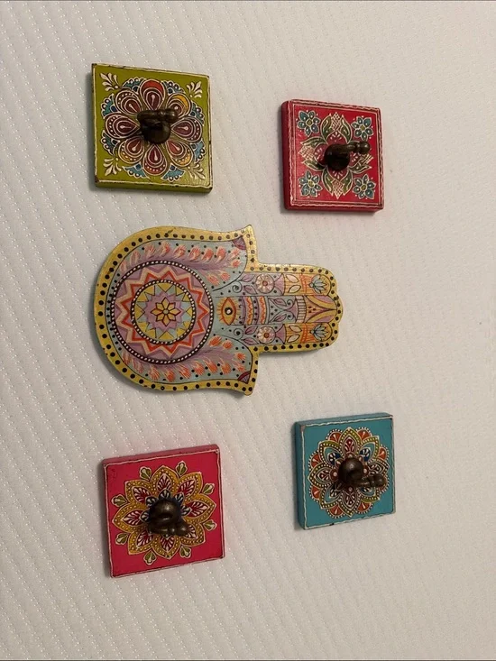 Cost Plus World Market Multicolor Hamsa and Mandala Hook Set