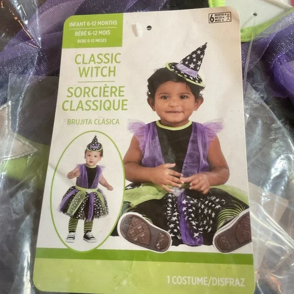 New Classic Witch Halloween Costume Dress Up‎ Outfit Baby Infant 6-12 Months