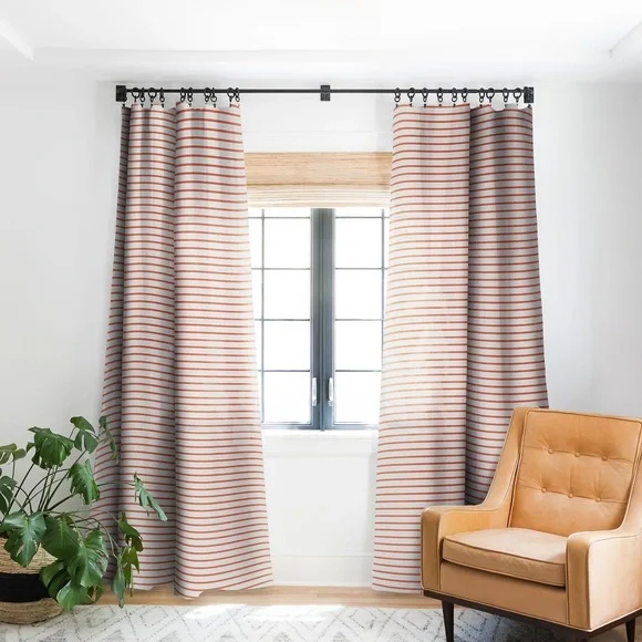 Deny Designs Blackout Thin Orange Stripes Made-to-Order Curtain Pair Panels