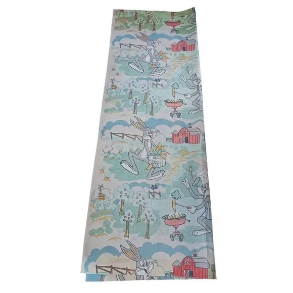 Real authentic 1976 Warner Brothers bugs bunny curtains repeated pattern RARE 63
