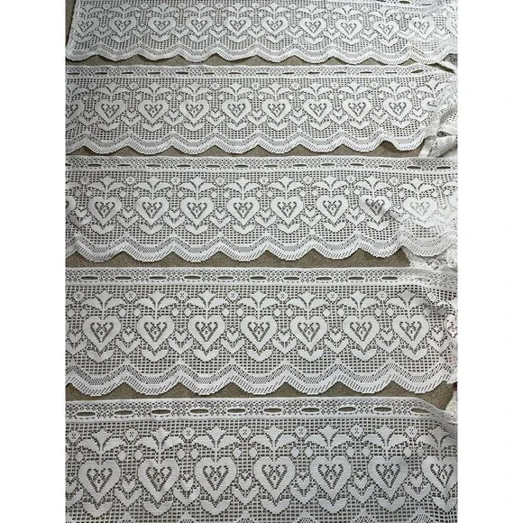5 VTG Lace Curtain Valance White 58-62” X12