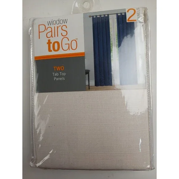 NEW Pairs 2 Go 42 x 18 Tab Top single curtain panel 'Natural' #CT21