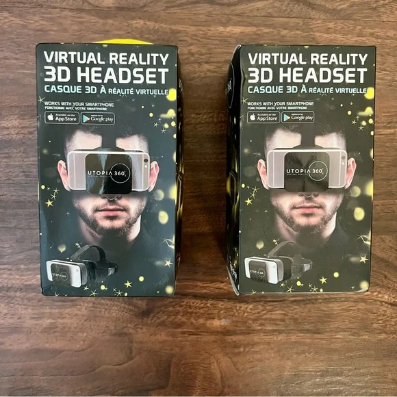 Set Of ReTrak Virtual Reality 3D Headsets Utopia 360 Use W/Smartphone New In Box