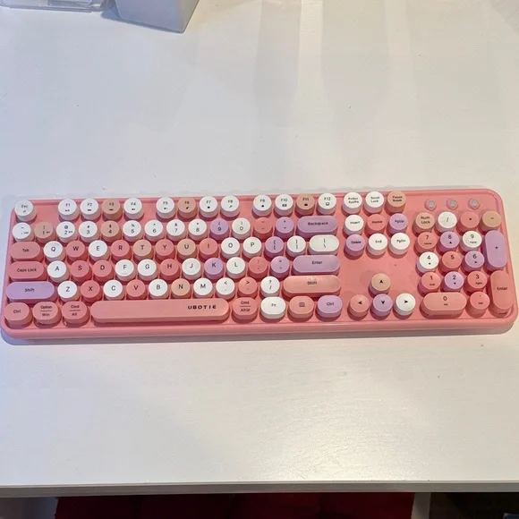 Pink and White Wireless Keyboard