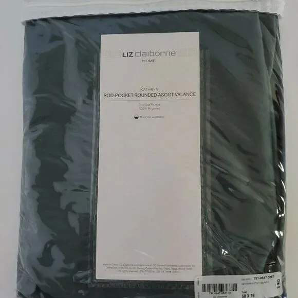 Liz Claiborne Kathryn Rounded Ascot Valance teal Window Curtain