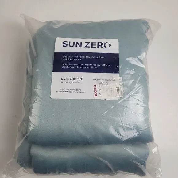 NEW Sun Zero Madison 80 x 95 Tab top One curtain panel pair ''Light Blue' #CT25