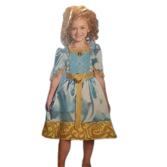 Disney Pixar Brave MERIDA Dress Size‎ 7/8 with WIG Costume Halloween