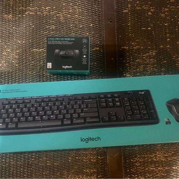 Logitech Black Wireless Keyboard and Webcam Set