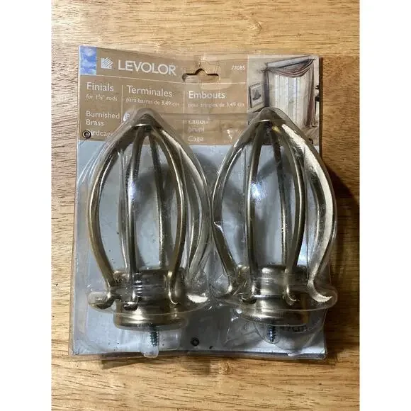 Levolor Curtain Rod Finials Brass Birdcage Design for 1-3/8