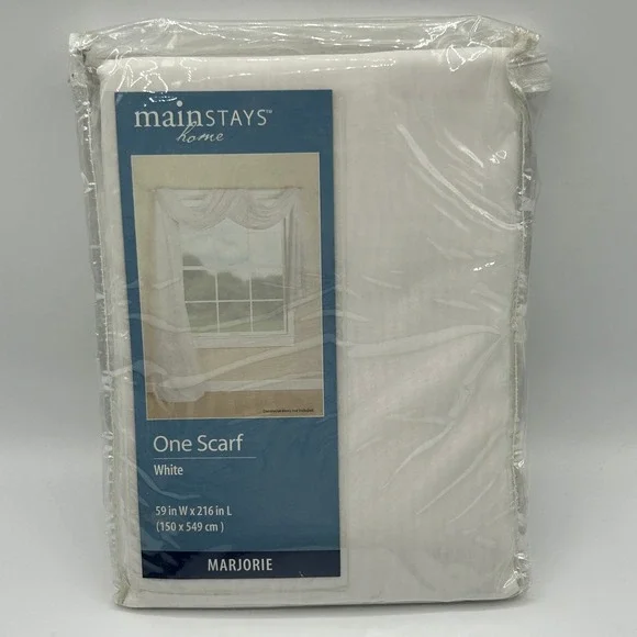 Mainstays Home Marjorie White‎ One Scarf Window Curtain 59
