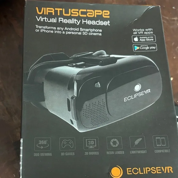 VirtuScape Virtual Reality Headset ~ Transforms Smartphone into 3D Cinema- NIB