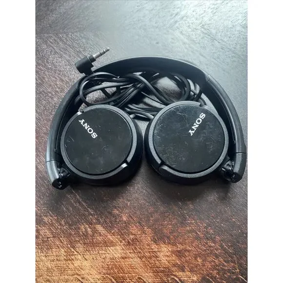 Sony Foldable Headphones MDR-ZX110 Over Ear Adjustable Black Wired Tested & Work