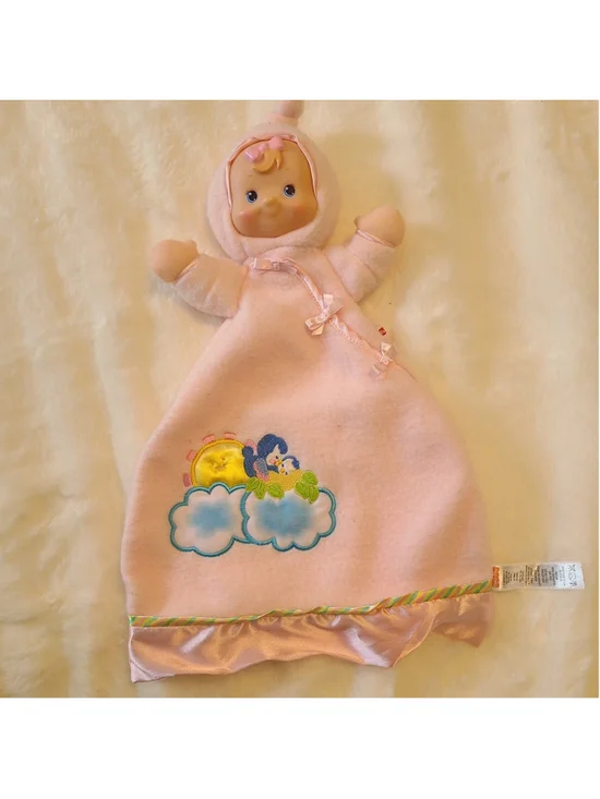 Fisher Price Flutterbye Pink Fleece Doll Lovey Security Blanket Friend 15