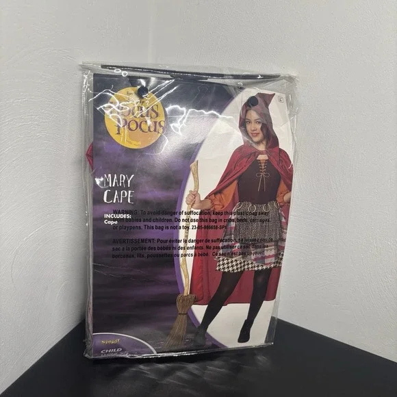 Hocus Pocus‎ Kids Mary Sanderson Costume With Cape Brand New One Size