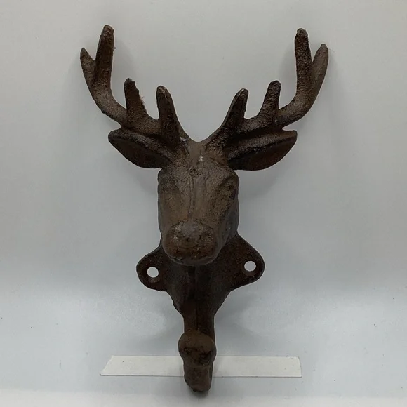 Rustic Brown Deer Head Wall Hook