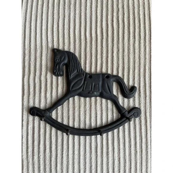 Vintage Kitchen Utensil/key rack Cast Iron Rocking Horse