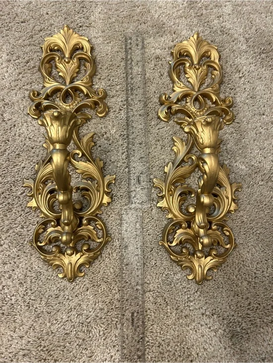 Vintage Gold Wall Sconces - Decorative Pair (2)pc for Home Wall Decor