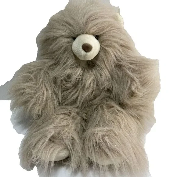 1989 Happiness‎ Express Club Stuffed Plush Shaggy Bear Beige Vintage HTF Korea