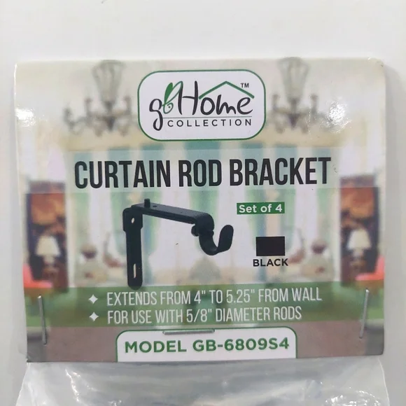 Gray Bunny GB Home Collection Curtain Rod Bracket Black set of 4 model GB-6809S4