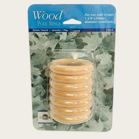 Graber Wood Pole Rings Natural Finish Pack of 7 for 1-3/8