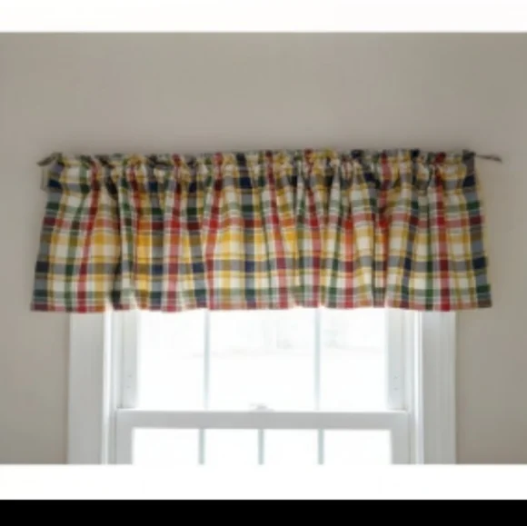 Vintage Croscill Seersucker Plaid Brights Window Valance Made In USA