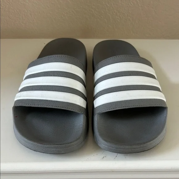 adidas Gray and White Slide Sandals