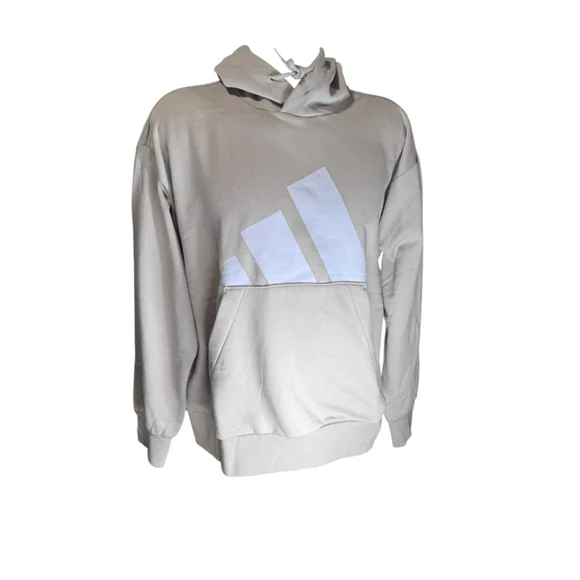 Men's Adidas Beige & White Logo Hoodie XL