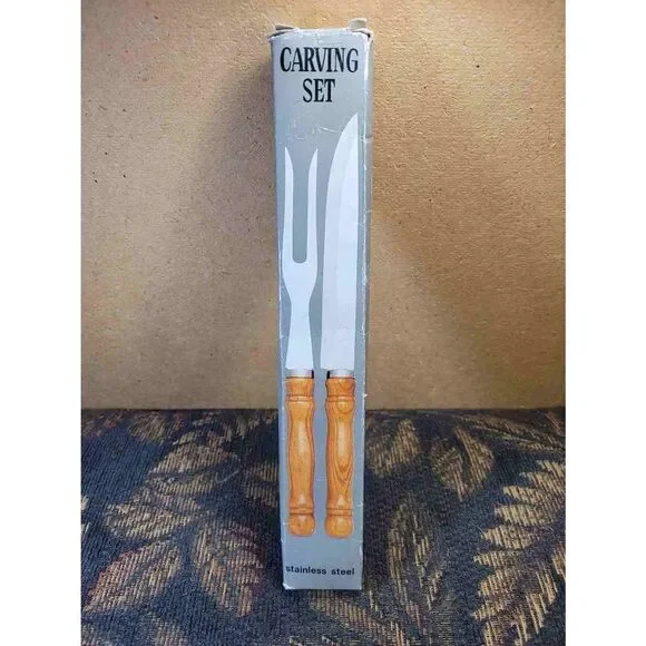 Stainless Steel Carving Set with Wood Handles