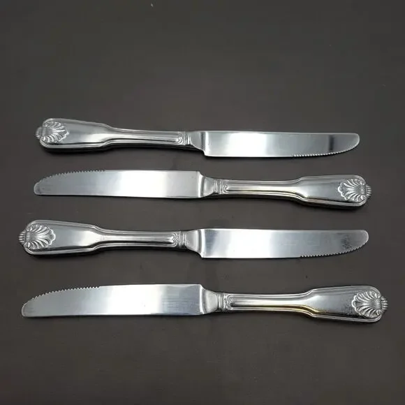 TOWLE Stainless Dinner Knife London Shell Flatware JAPAN Set 4 Pcs Vtg