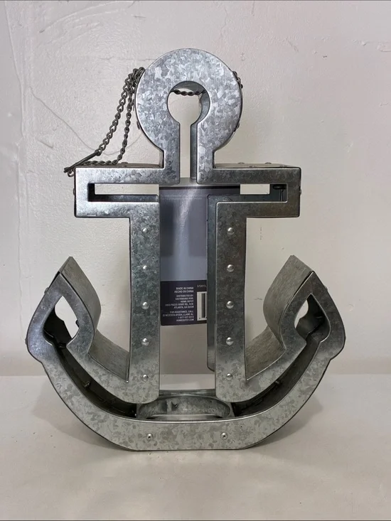 Galvanized Metal Anchor Wall Decor - Silver Anchor Accent