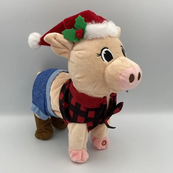 Gemmy Animated Dancing Pig Plush Christmas Gift Pretty Girls Walk Song Dance NWT