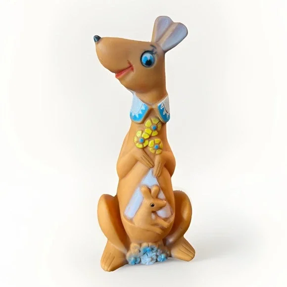 Vintage Kangaroo Squeak Toy Soft Plastic Australia Souvenir 