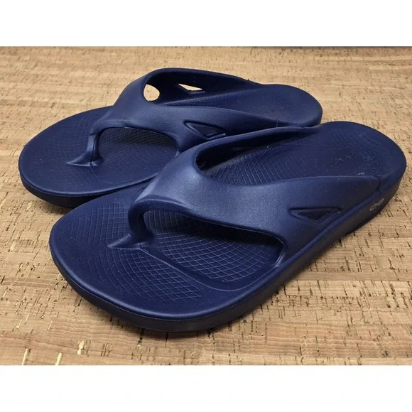 OOFOS Oolala Sport Sandal Mens 10 Womens 12 Casual Recovery Blue Thongs FlipFlop