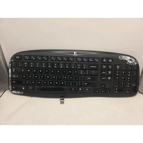 Logitech K250 Wireless Keyboard - DARK FLEUR W Receiver - Tested WORKS